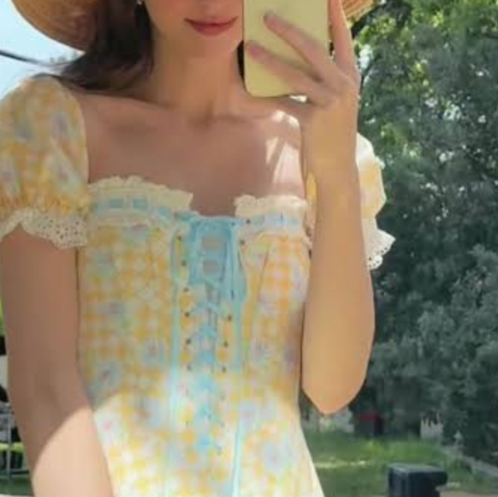 Lace Made Cotton Corset princess Dress Coquette Cottage core Cute Femme - Picture 2 of 4